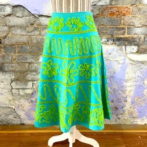Basil & Maude 26” Soutache Flare Skirt. Spearamint/Sweet color